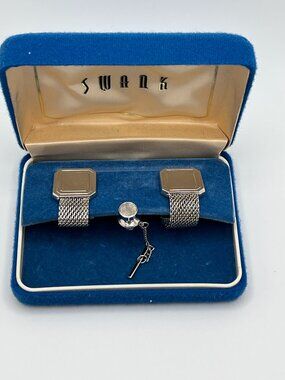 VTG 1960s Silver Tone Geometric Cufflinks Mid Century Modern Atomic Mad Men MCM